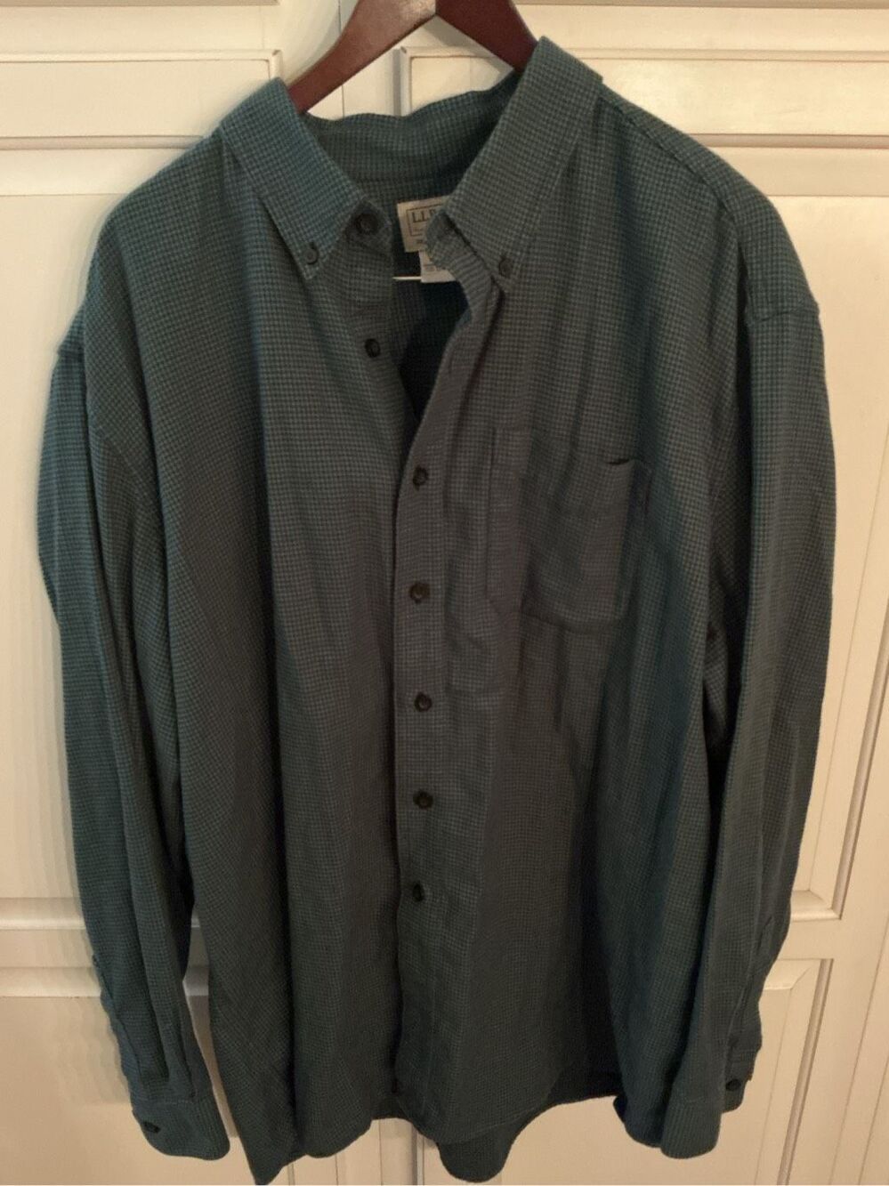L.L. Bean Houndstooth Flannel Button Down Shirt Sz 2XL